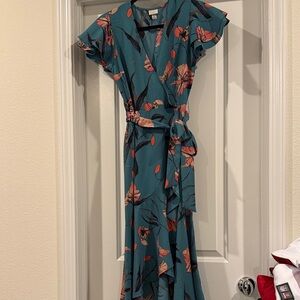 a new day Teal and Coral Floral Maxi Dress